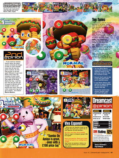 Review for Samba De Amigo on Dreamcast.
Taken from Dreamcast Magazine 16 - December 2000 (UK)

score: 92%