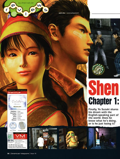 Review for Shenmue on Dreamcast.
Taken from Dreamcast Magazine 16 - December 2000 (UK)

score: 85%