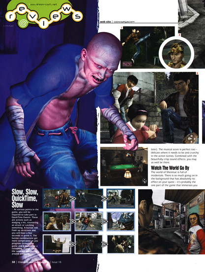 Review for Shenmue on Dreamcast.
Taken from Dreamcast Magazine 16 - December 2000 (UK)

score: 85%