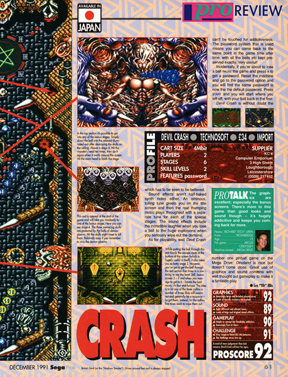 Review for Devil Crash on Mega Drive form Sega Pro 2 - December 1991 (UK)

score: 92%