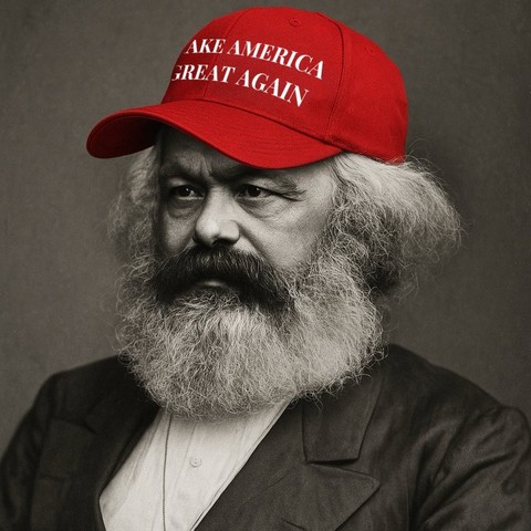 karl marx in a maga hat