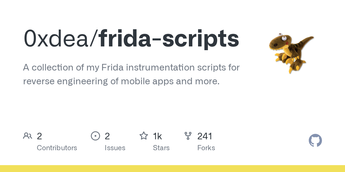 A collection of my Frida instrumentation scripts for reverse engineering of mobile apps and more. - 0xdea/frida-scripts