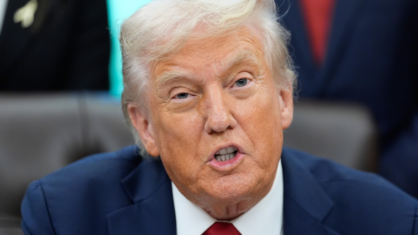 President Donald Trump speaks in the Oval Office of the White House, Tuesday, Sept. 30, 2025, in Washington. (AP Photo/Alex Brandon)